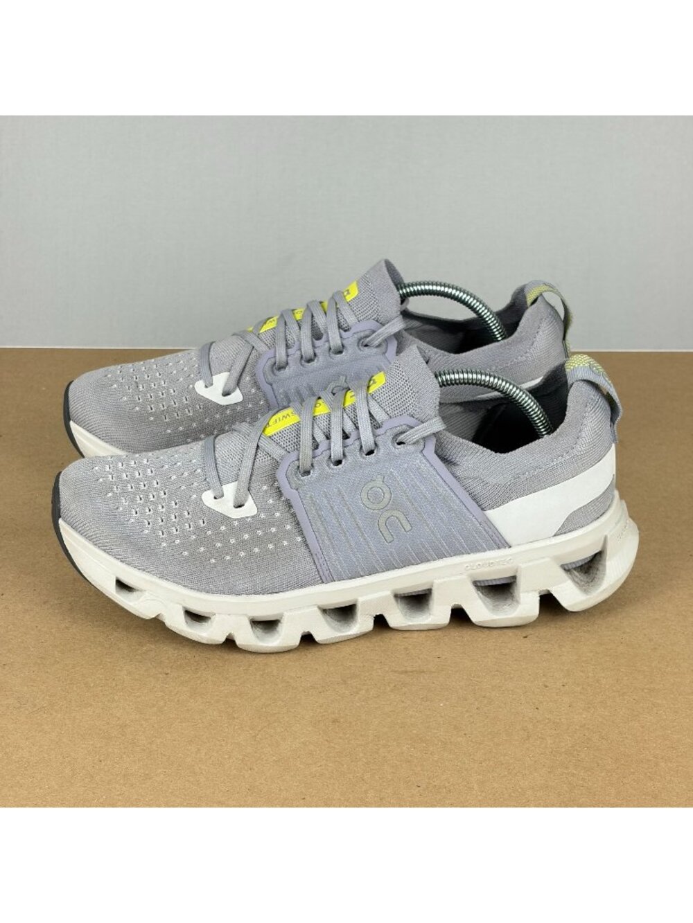On Cloudswift Athletic Running Shoes Womens 9 Gray Yellow Breathable Low Top